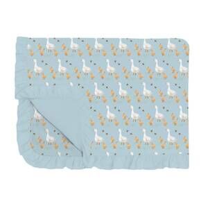 NEW KICKEE ruffle toddler blanket - 40x60 in spring sky feeding ducks